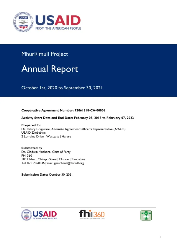 Annual Report: Mhuri/Imuli Project