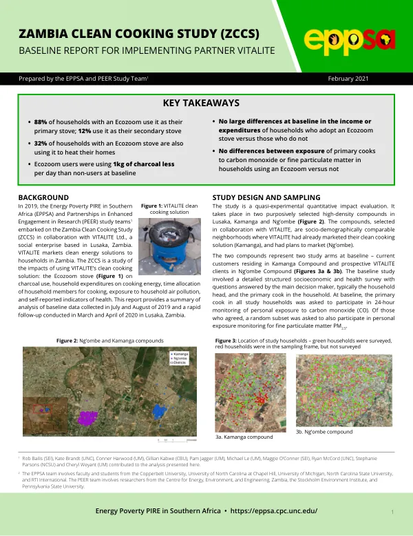 ZAMBIA CLEAN COOKING STUDY (ZCCS) BASELINE REPORT FOR IMPLEMENTING PARTNER VITALITE