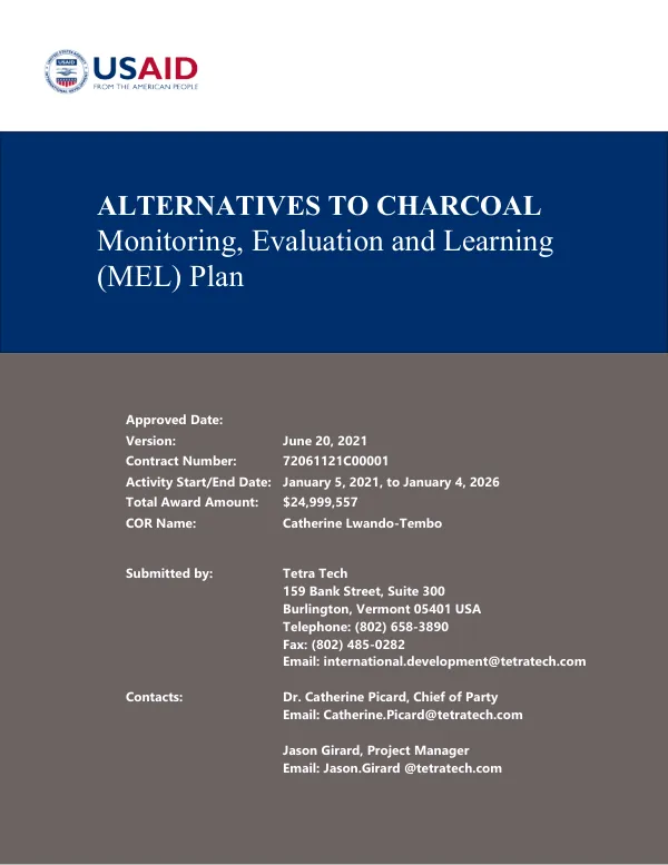 Alternatives to Charcoal Monitoring, Evaluation, and Learning Plan