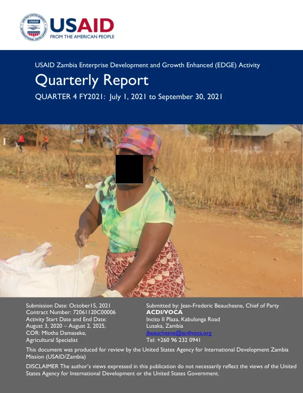 Quarterly Report: Enterprise Development and Growth Enhanced (EDGE) Activity