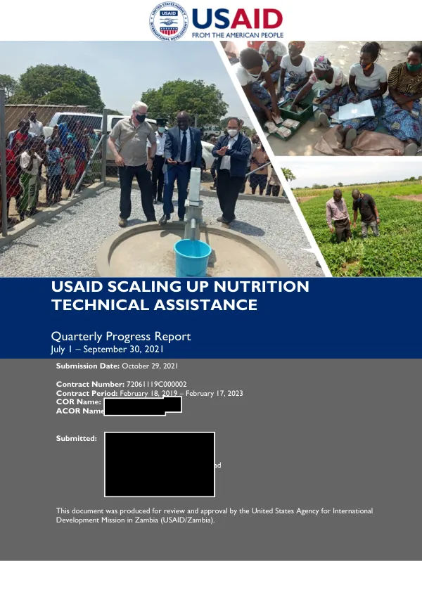 USAID SUN TA Quarterly Progress Report July 1 - September 30, 2021