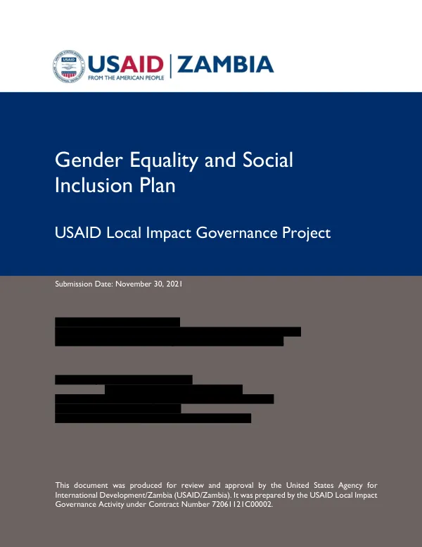 Local Impact GESI Plan