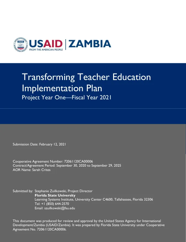 Transforming Teacher Education Implementation Plan