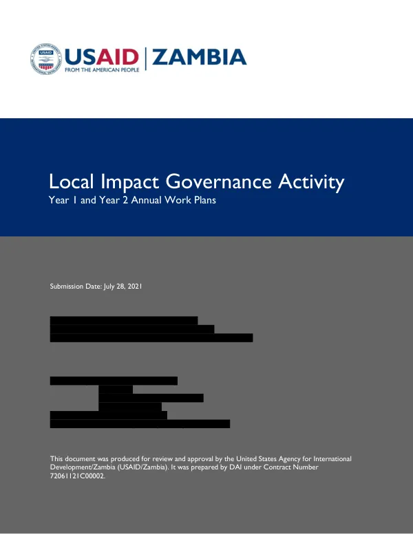 Local Impact Annual Work Plan Year 1 and Year 2