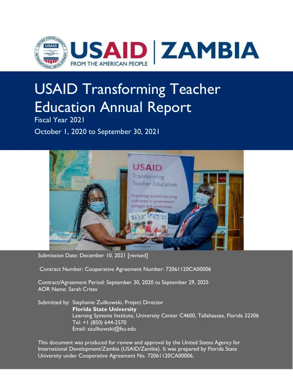Annual Report: USAID Transforming Teacher Education