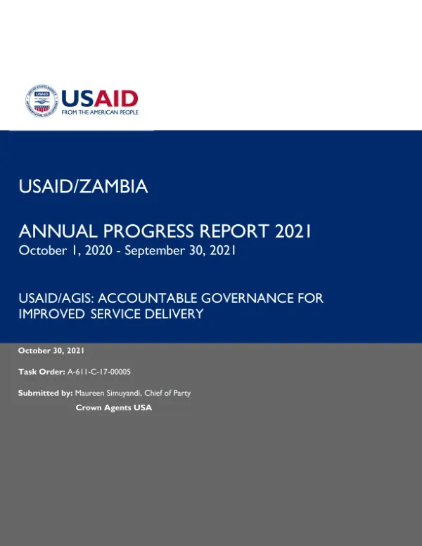 USAID/AGIS Year 4 Annual Progress Report (October 1, 2020 – September 30, 2021)