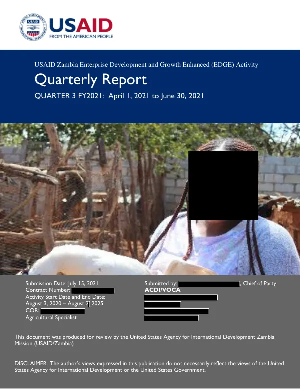 Quarterly Report: Enterprise Development and Growth Enhanced (EDGE) Activity