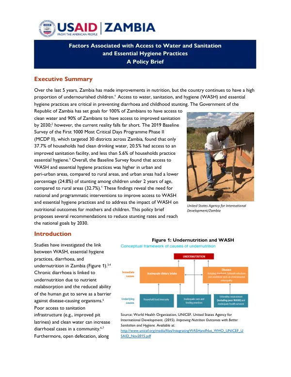 A Policy Brief: Improving WASH and Essential Hygiene Practices in Zambia