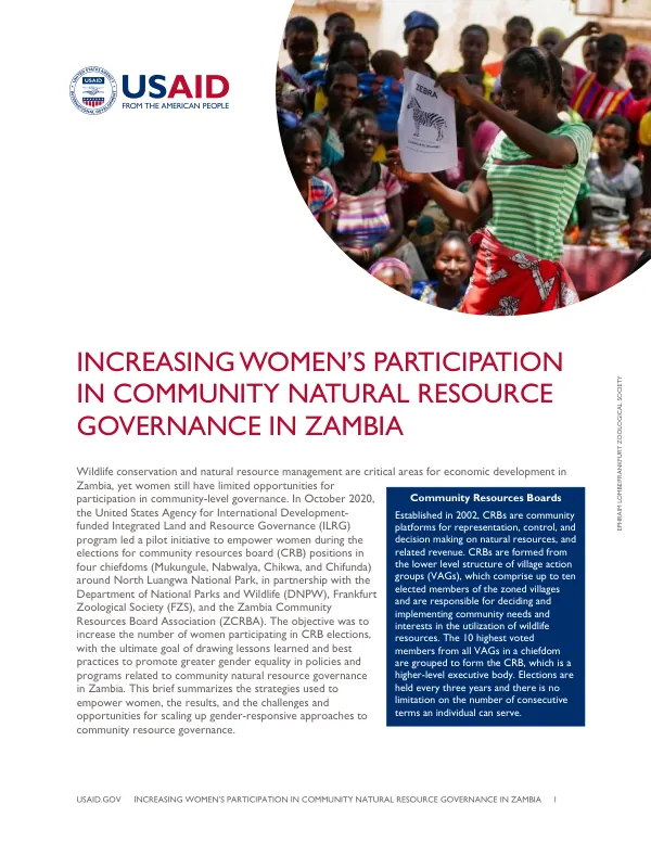 Increasing Women’s Participation in Community Natural Resource Governance in Zambia
