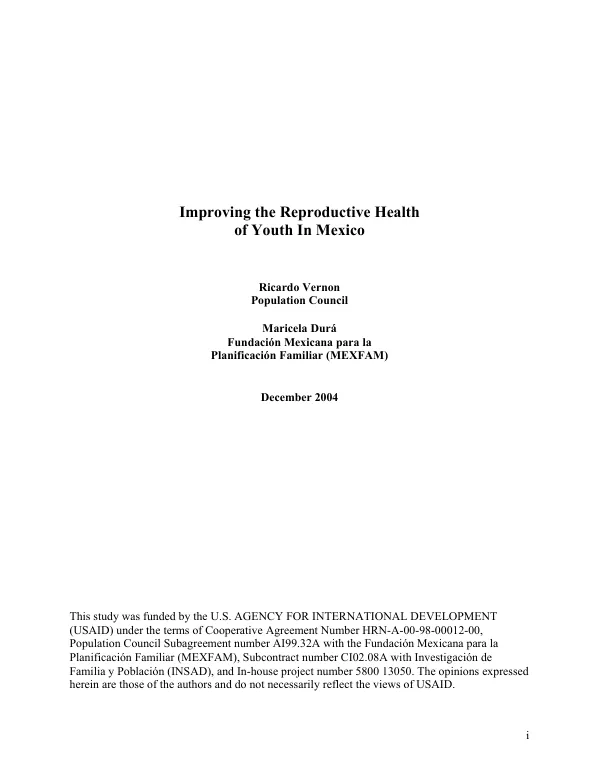 Improving reproductive health of youth in Mexico