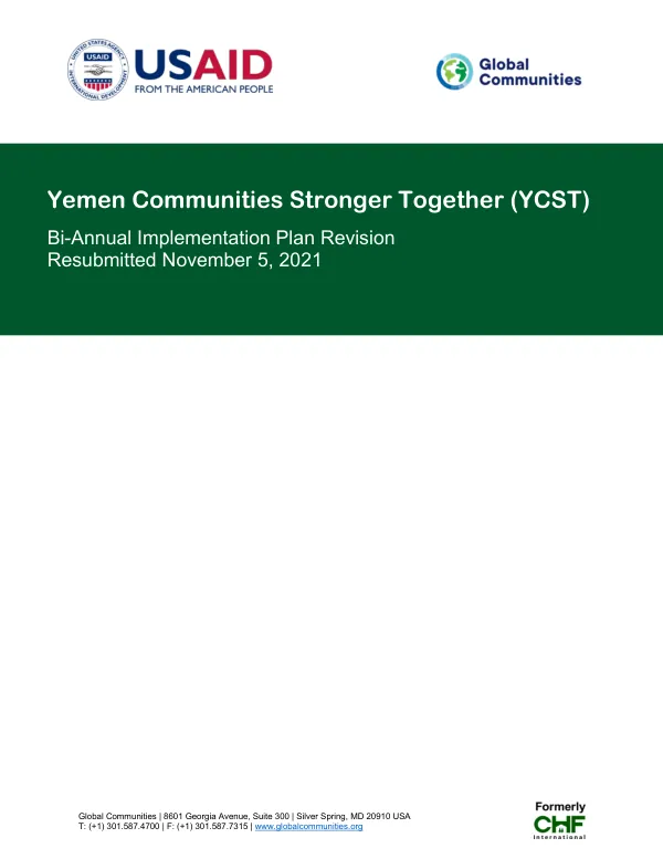 Yemen Communities Stronger Together (YCST) Bi-Annual Implementation Plan Revision