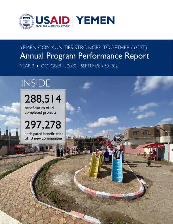 Yemen Communities Stronger Together (YCST) Annual Program Performance Report YEAR 3