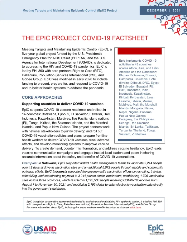 Meeting Targets and Maintaining Epidemic Control (EpiC) Project