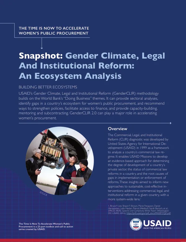 The Time is Now to Accelerate Women's Public Procurement: Snapshot: Gender Climate, Legal and Institutional Reform — An Ecosystem Analysis