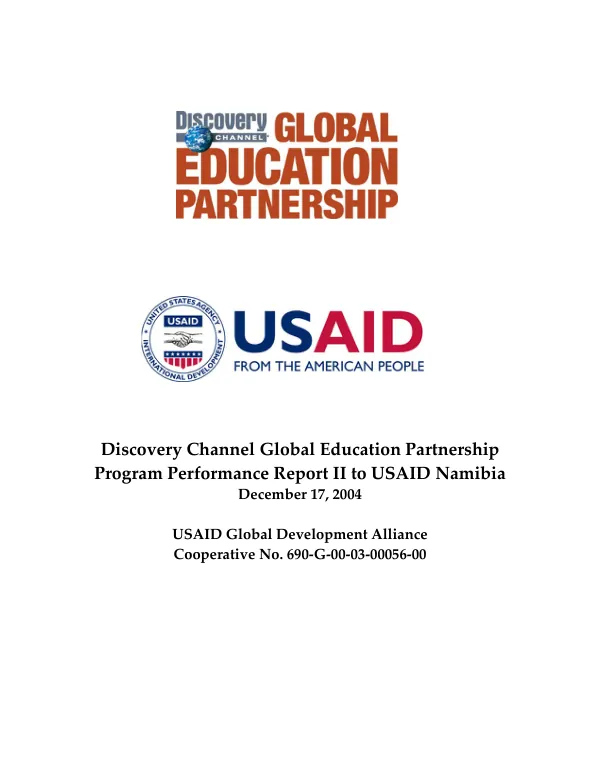 Discovery Channel Global Education Partnership : program performance report II to USAID Namibia [-- January to December 2004]