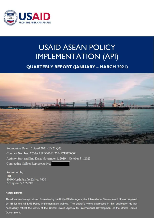 USAID ASEAN Policy Implementation Activity Q2 FY2021 Quarterly Report