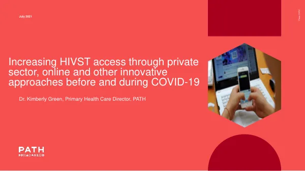 Increasing HIVST Access through Private Sector, Online and Other Innovative Approaches before and during COVID-19