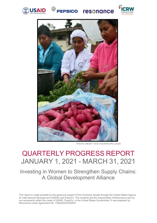 Quarterly Progress Report (January 1- March 31, 2021) Investing in Women to Strengthen Supply Chains