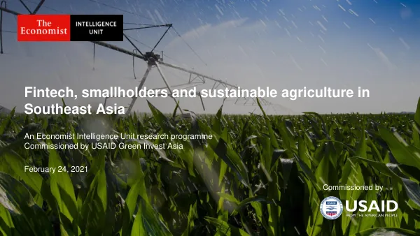 Fintech, smallholders and sustainable agriculture in Southeast Asia