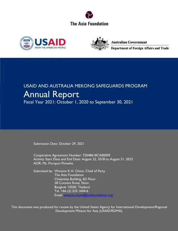 USAID and Australia Mekong Safeguards Program Annual Report – Fiscal Year 2021