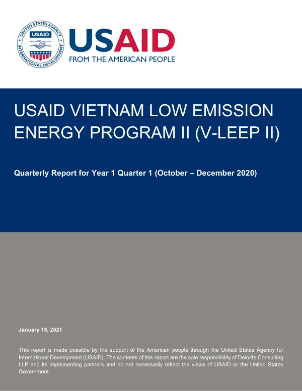 USAID Vietnam Low Emission Energy Program II (V-LEEP II) Quarterly Report for Year 1 Quarter 1 (October – December 2020)