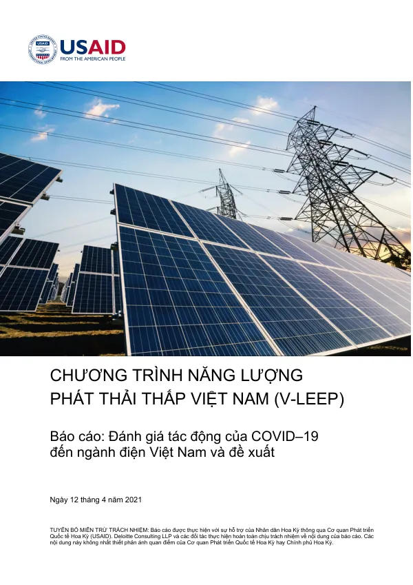 USAID V-LEEP BÁO CÁO: ĐÁNH GIÁ TÁC ĐỘNG CỦA COVID-19 ĐẾN NGÀNH ĐIỆN VIỆT NAM VÀ ĐỀ XUẤT