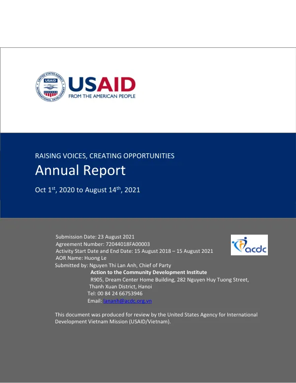 Annual Report: Raising Voices, Creating Opportunities