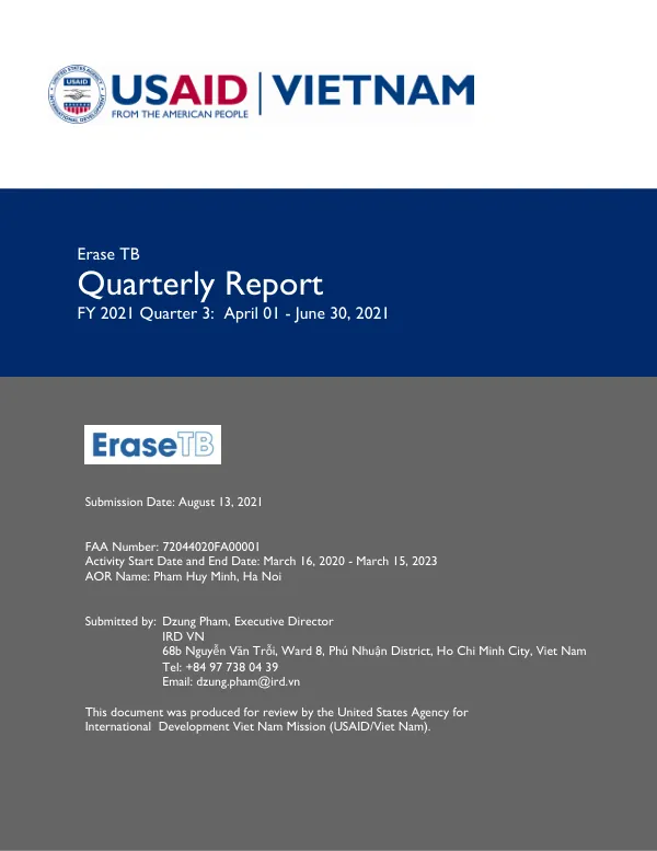 Quarterly Report FY 2021 Quarter 3: April 01 - June 30, 2021