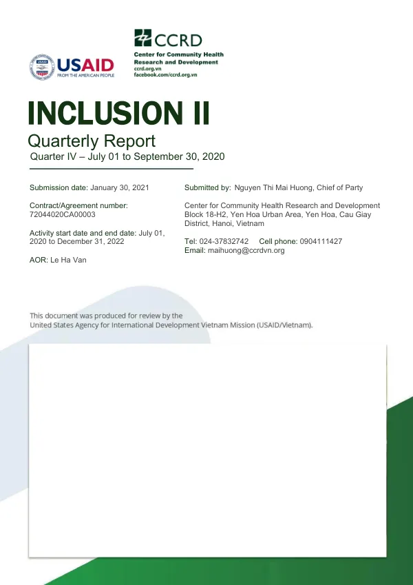 Quarterly Report: Inclusion II Project