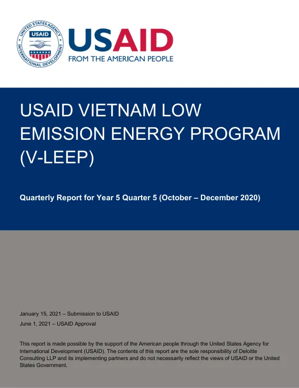 USAID Vietnam Low Emission Energy Program (V-LEEP) Quarterly Report for Year 5 Quarter 5 (October – December 2020)