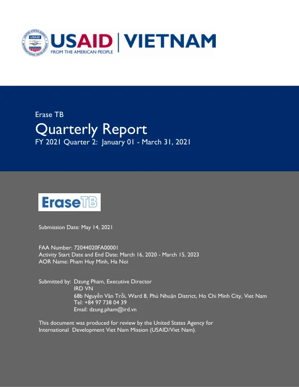 Quarterly Report FY 2021 Quarter 2: January 01 - March 31, 2021