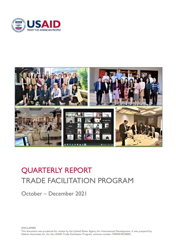 USAID Trade Facilitation Program Quarterly Report OCT – DEC 2021