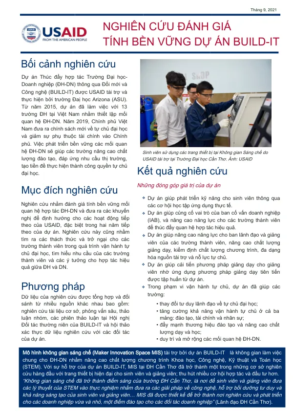 Nghiên cứu đánh giá tính bền vững dự án BUILD-IT