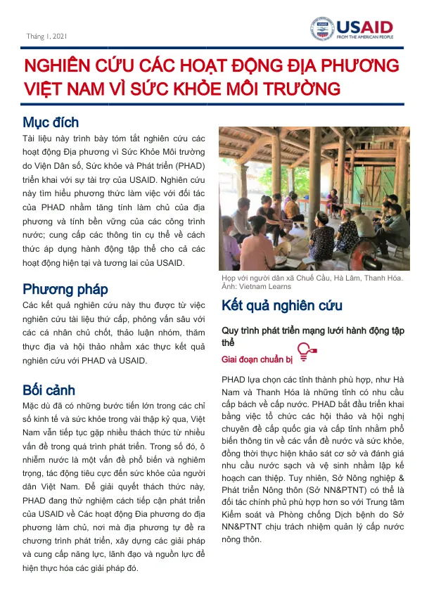 PHAD Vietnam Local Works for Environmental Health Study_VN