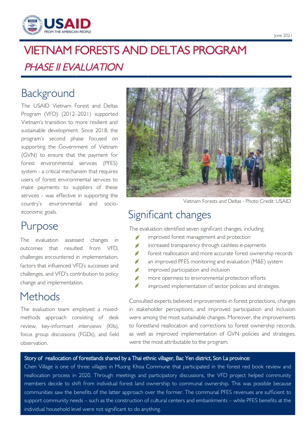 Vietnam Forests and Deltas Program Phase 2 Evaluation