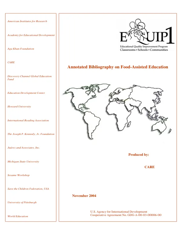 Annotated bibliography on food-assisted education