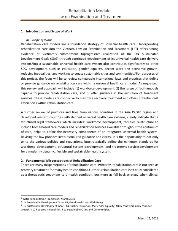Rehabilitation Module Law on Examination and Treatment