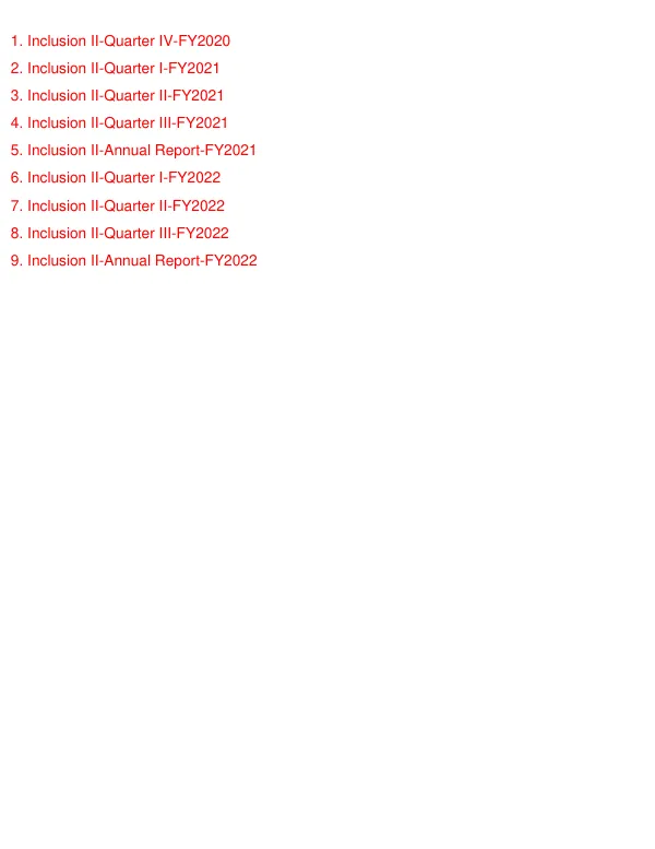 Quarterly Report: Inclusion II Project, Quarter IV – July 01 to September 30, 2020
