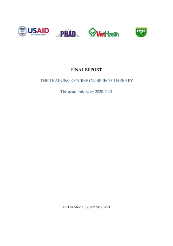 Final Report: The Training Course on Speech Therapy