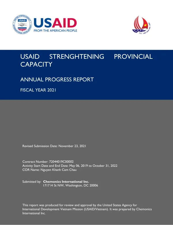 Annual Progress Report: USAID Strengthening Provincial Capacity