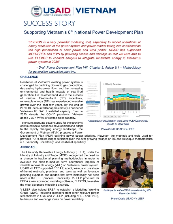 USAID V-LEEP Support to Developing Vietnam's 8th National Power Development Plan