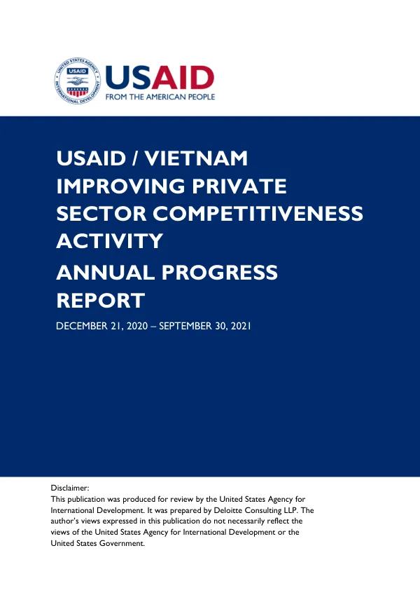 USAID Improving Private Sector Competitiveness Activity Annual Progress Report
