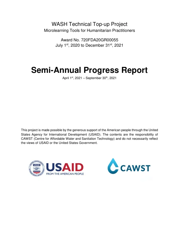 Semi-Annual Progress Report: WASH Technical Top-up Project Microlearning Tools for Humanitarian Practitioners