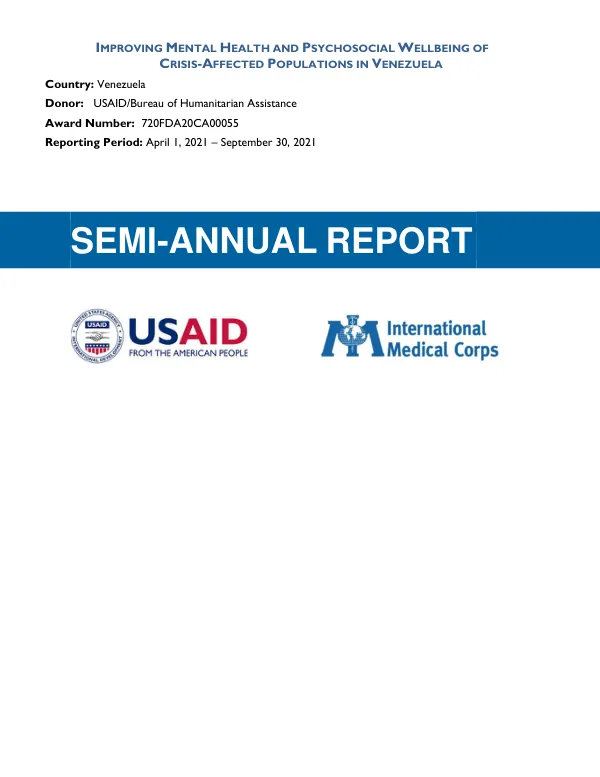 Improving Mental Health and Psychosocial Wellbeing of Crisis-Affected Populations in Venezuela