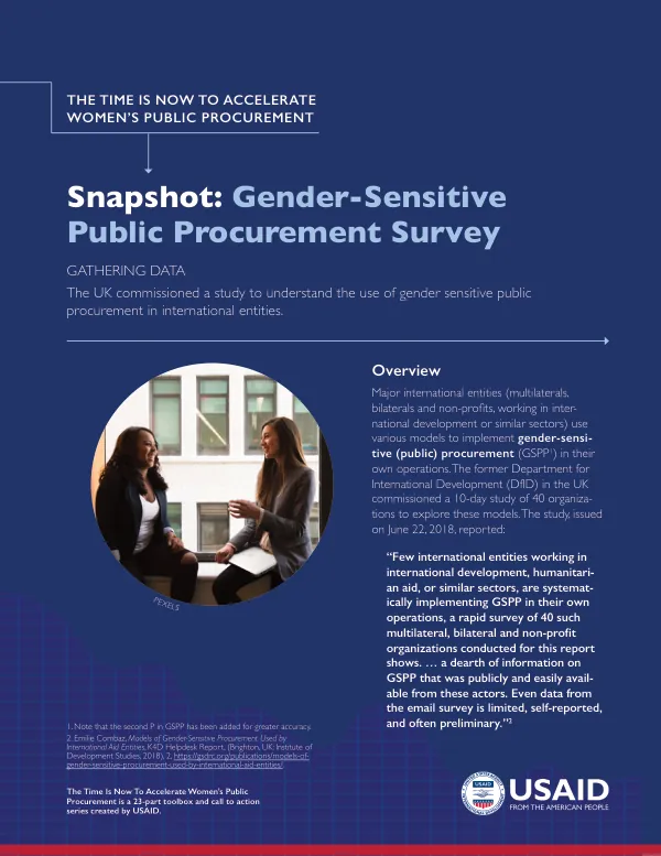 The Time is Now to Accelerate Women's Public Procurement: Snapshot: Gender-Sensitive Public Procurement Survey