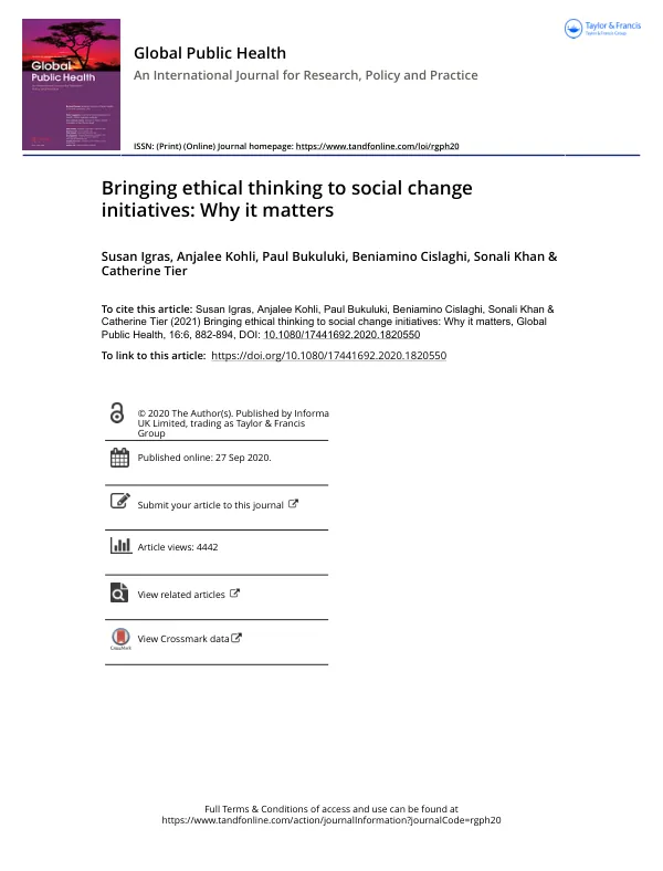 Bringing ethical thinking to social change initiatives: Why it matters