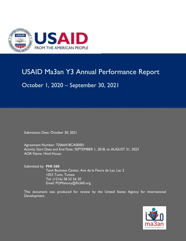 USAID Ma3an Annual Performance Report