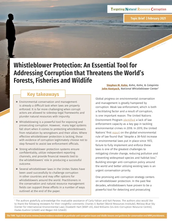 Whistleblower Protection: An Essential Tool for Addressing Corruption that Threatens the World’s Forests, Fisheries and Wildlife