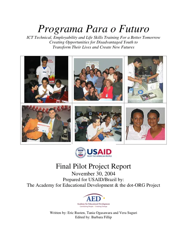 Programa para o futuro : final pilot project report