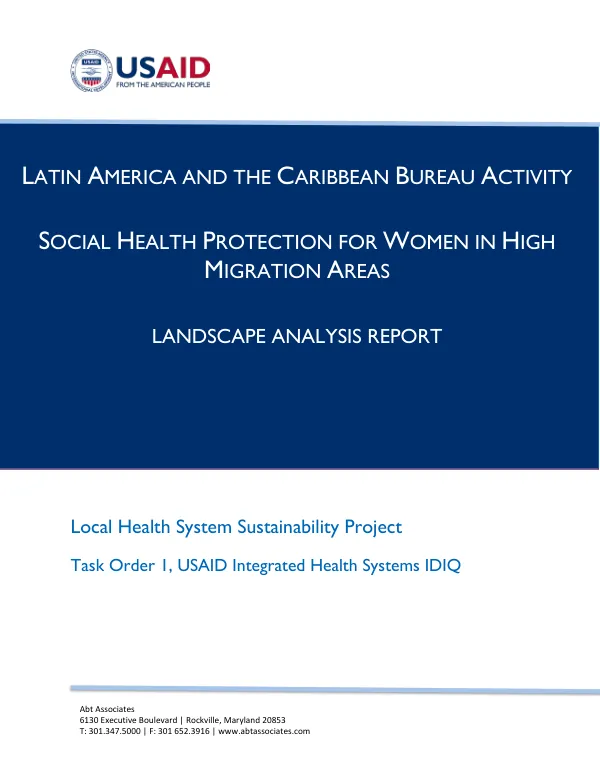 Social Health Protection for Women in High Migration Areas: Landscape Analysis Report